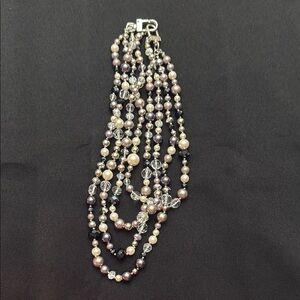 Cookie Lee Black and Cream Layered Pearl Necklace